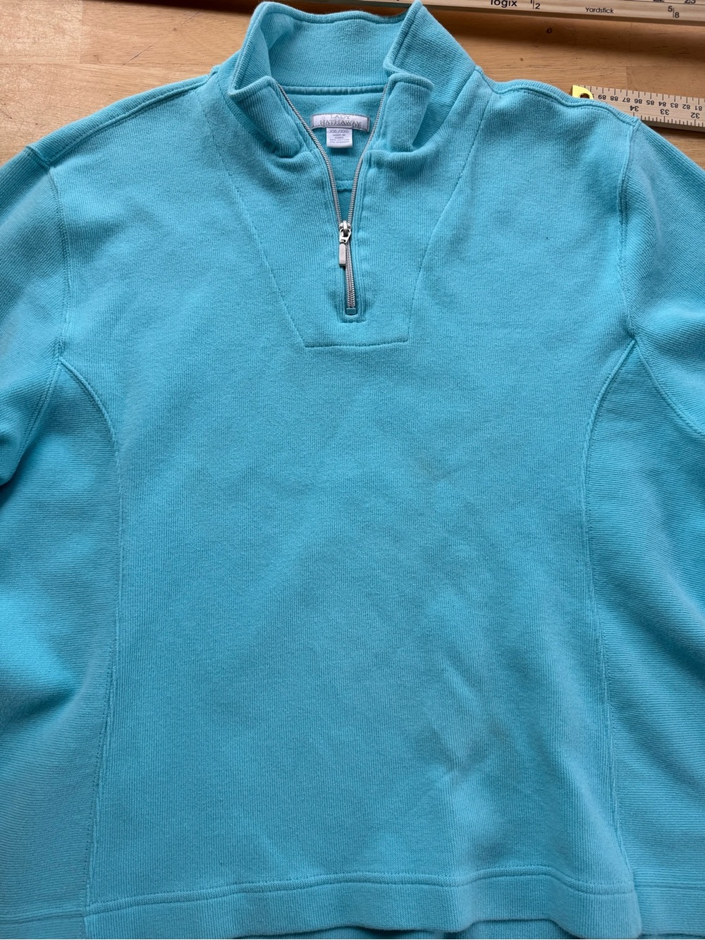 Men’s Zip-Up Mock Neck Sweater - Aqua